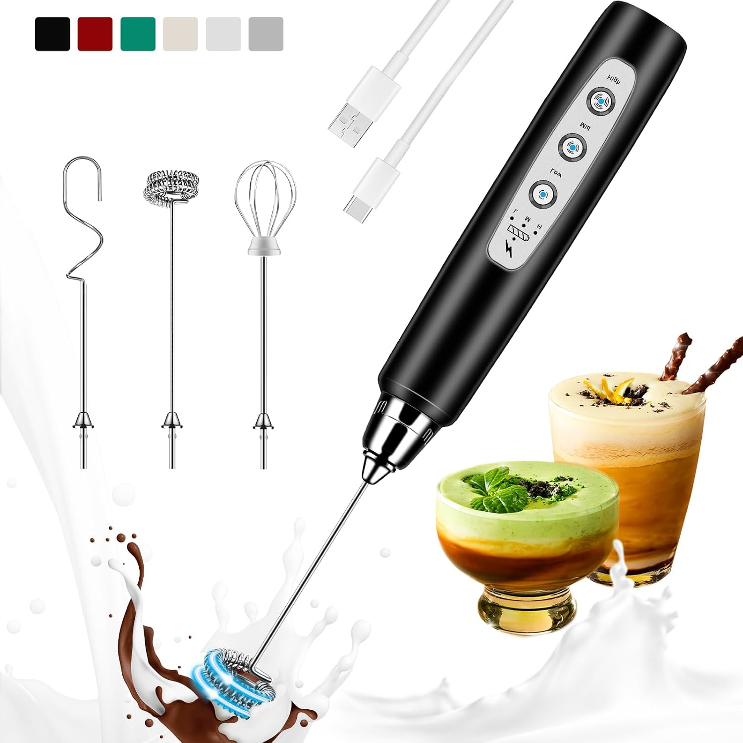 Electric Milk Frother Handheld - Şarj Edilebilir Süt Köpürtücü El Tipi,