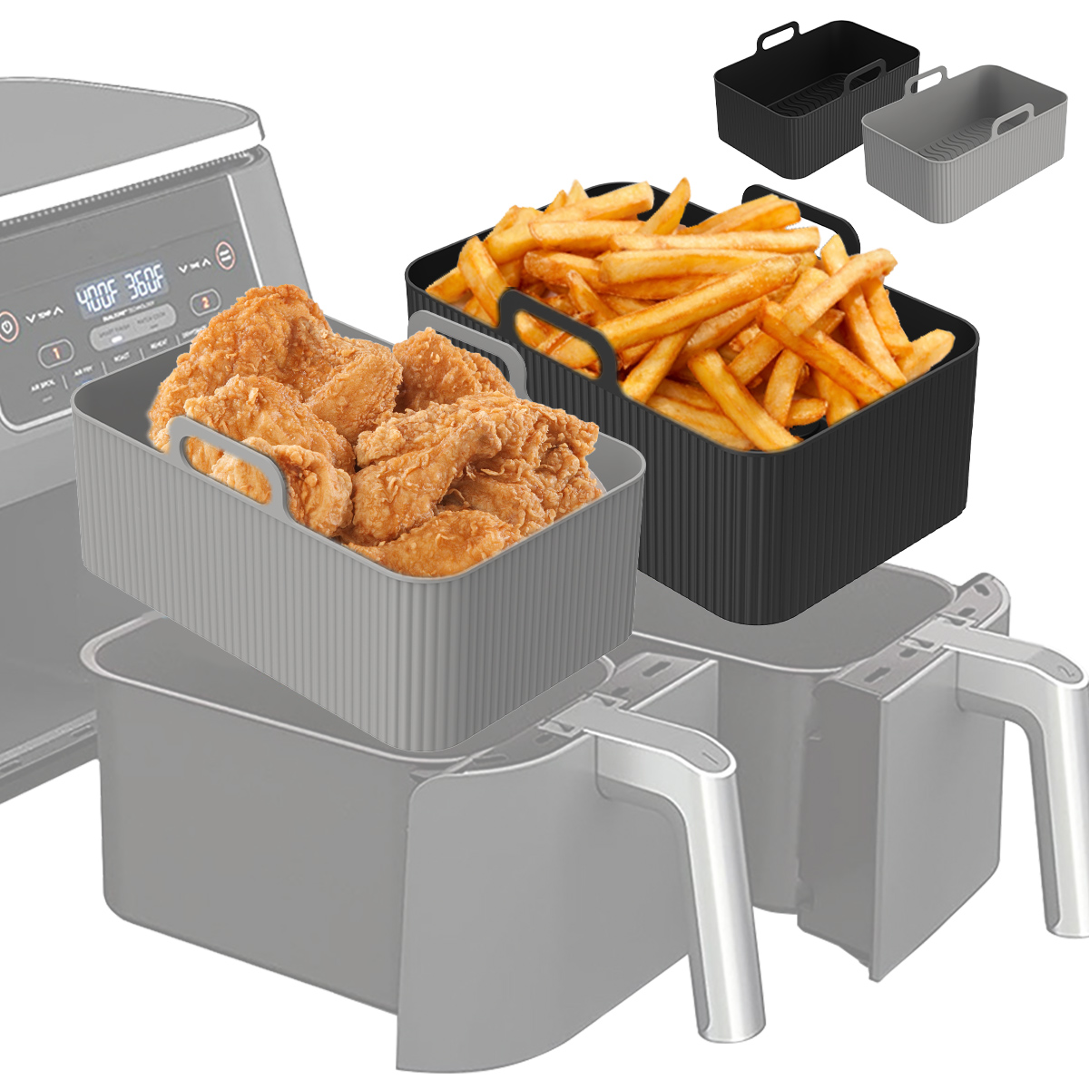 Air Fryer Silicone Pot Liner - Silikon Hava Fritöz Astarı Ninja Çift