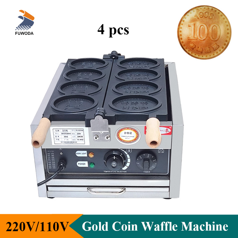 Mini Waffle Maker Machine - 4 adet Küçük Altın Sikke Ekmek