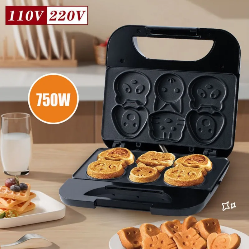 Mini Waffle Maker Machine - Ev Tipi Karikatür Bisküvi Makinesi ABD