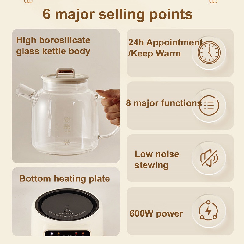 600W Çok Fonksiyonlu Sağlık Ça - Electric Kettle Temperature Control incelemesi ve fiyatı